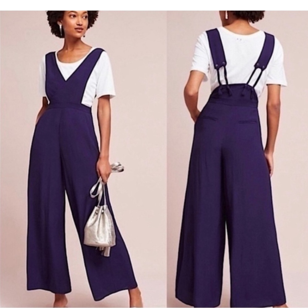 Anthropologie Blue Jumpsuit with Wide-Leg Design